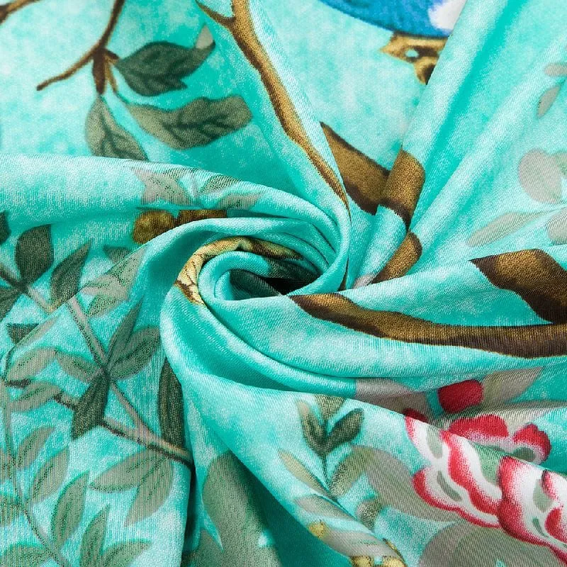 130*130CM 100% Imitation Silk Twill Silk Square Scarf Scarves Floral Tree Print Scarf-Multi Colors