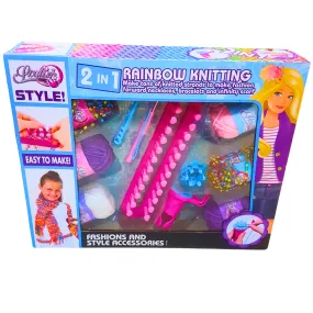 2-in-1 Rainbow Knitting DIY Craft Kit – Create Fashionable Scarves, Bracelets & More (Ages 6 )