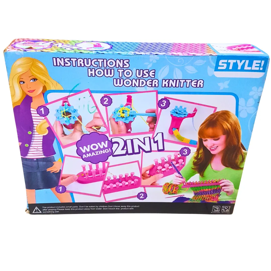 2-in-1 Rainbow Knitting DIY Craft Kit – Create Fashionable Scarves, Bracelets & More (Ages 6 )