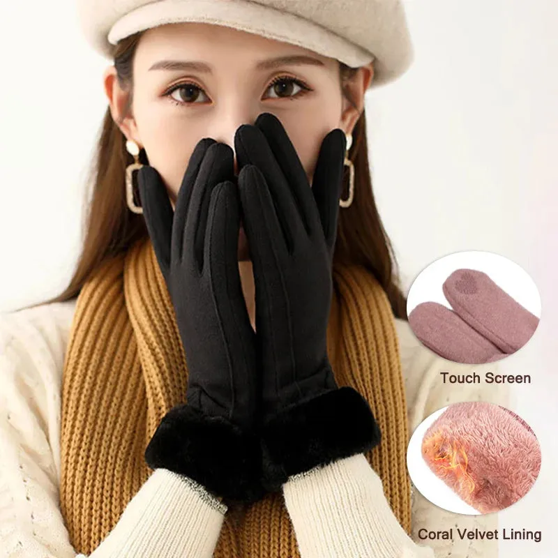 2022 Winter Y2K Women Touchscreen Gloves New Warmer Thermal Fleece Lined Guantes Full Finger Mittens Waterproof Motorbike Glove
