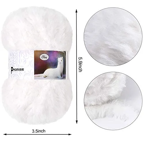 3 Pack Soft Fur Yarn Chunky Fluffy Faux Fur Yarn White Fuzzy Fur Yarn Cream Fur Yarn Eyelash Yarn for Crochet Knit Clothes Knitting (Off-Pink)