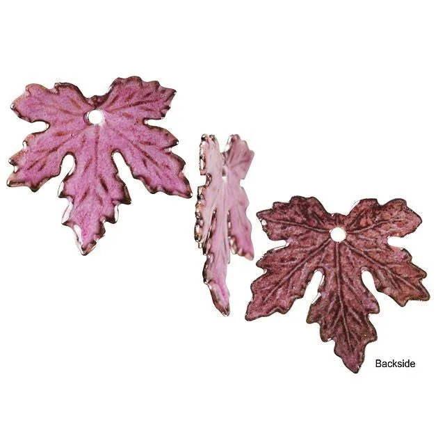 Charm, Maple Leaf 20x21mm, Enameled Brass Raspberry Pink, by Gardanne Beads (1 Piece)