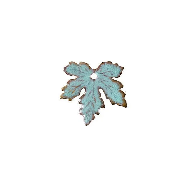 Charm, Maple Leaf 20x21mm, Enameled Brass Seafoam Green, by Gardanne Beads (1 Piece)