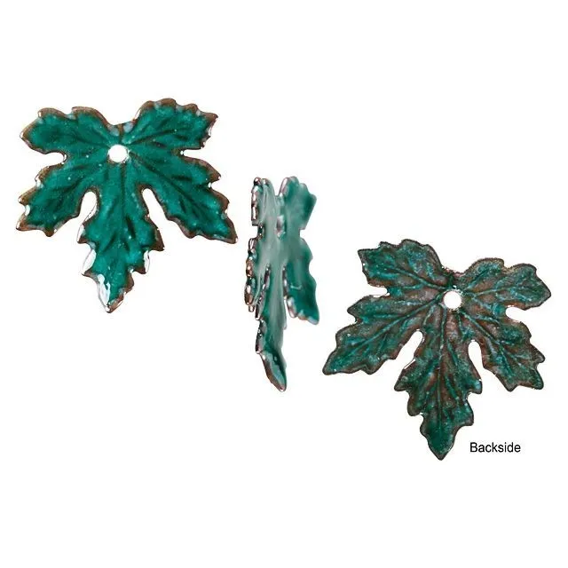 Charm, Maple Leaf 20x21mm, Enameled Brass Teal Green, by Gardanne Beads (1 Piece)