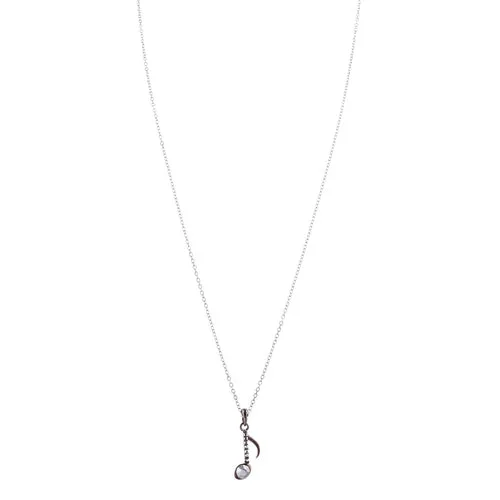 Music Note Crystal Rhinestone Musical Charm Pendant Chain Necklace Hematite Gray