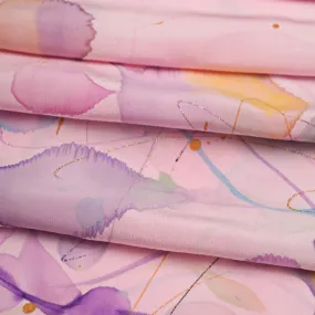 Pink Abstract Silk Scarf