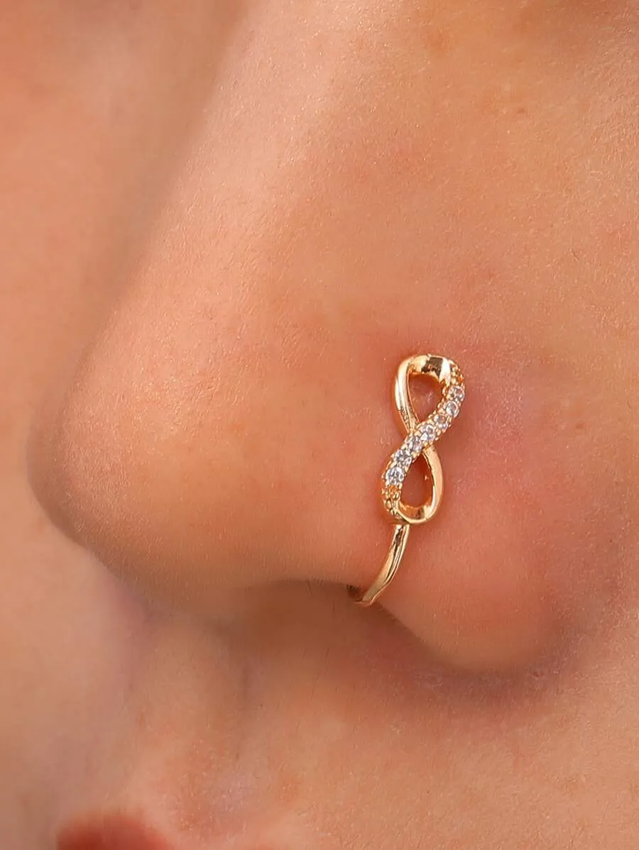 Rhinestone Infinity Decor Nose Cuff