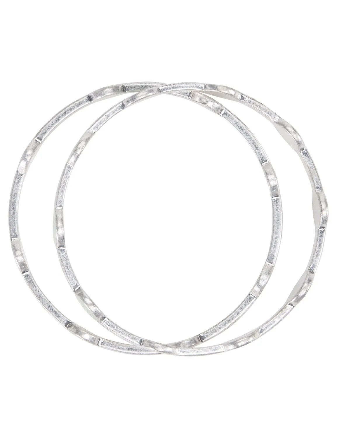 Silver Circle Bangle Bracelet Duo