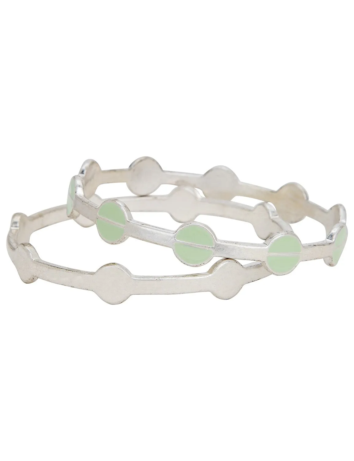 Silver Circle Bangle Bracelet Duo