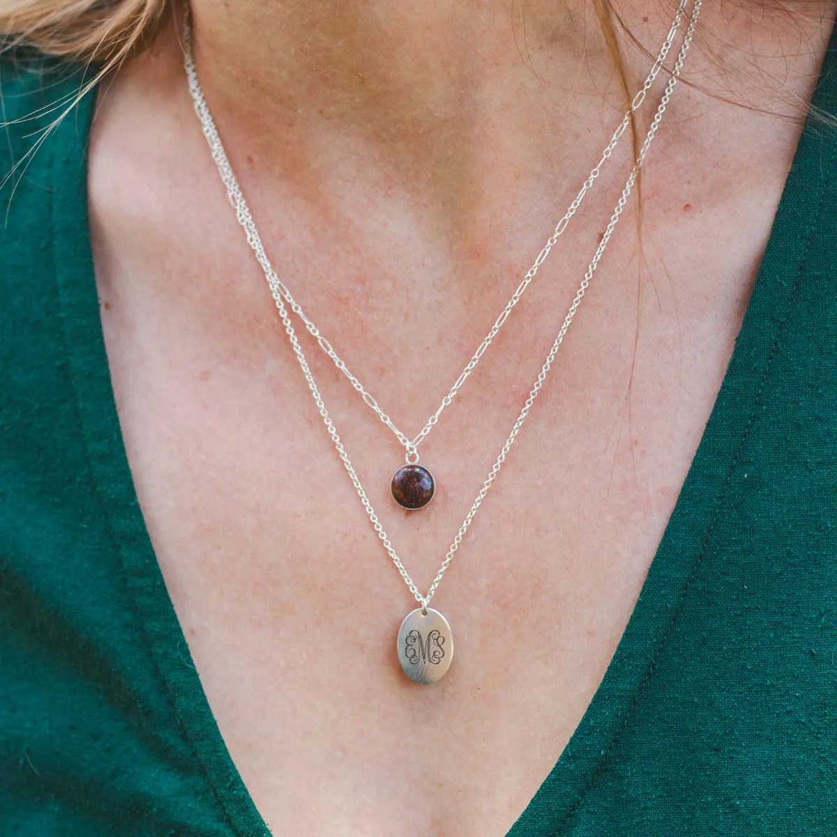 Sterling Silver Voyager Charm Necklace - Monogram