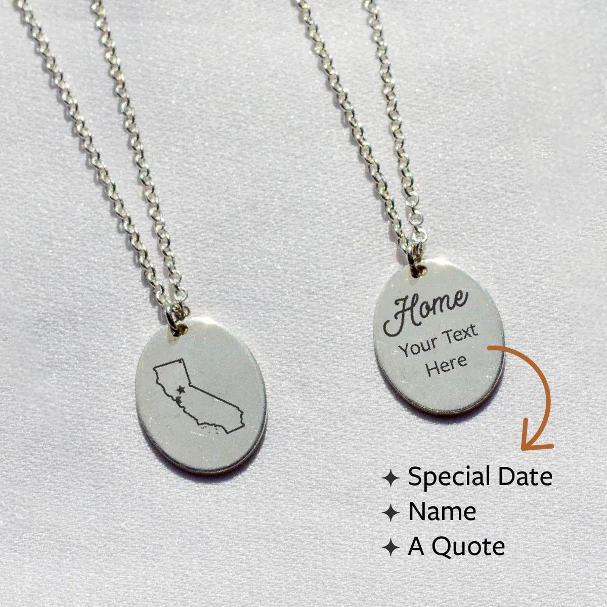 Sterling Silver Voyager Charm Necklace - State Outlines