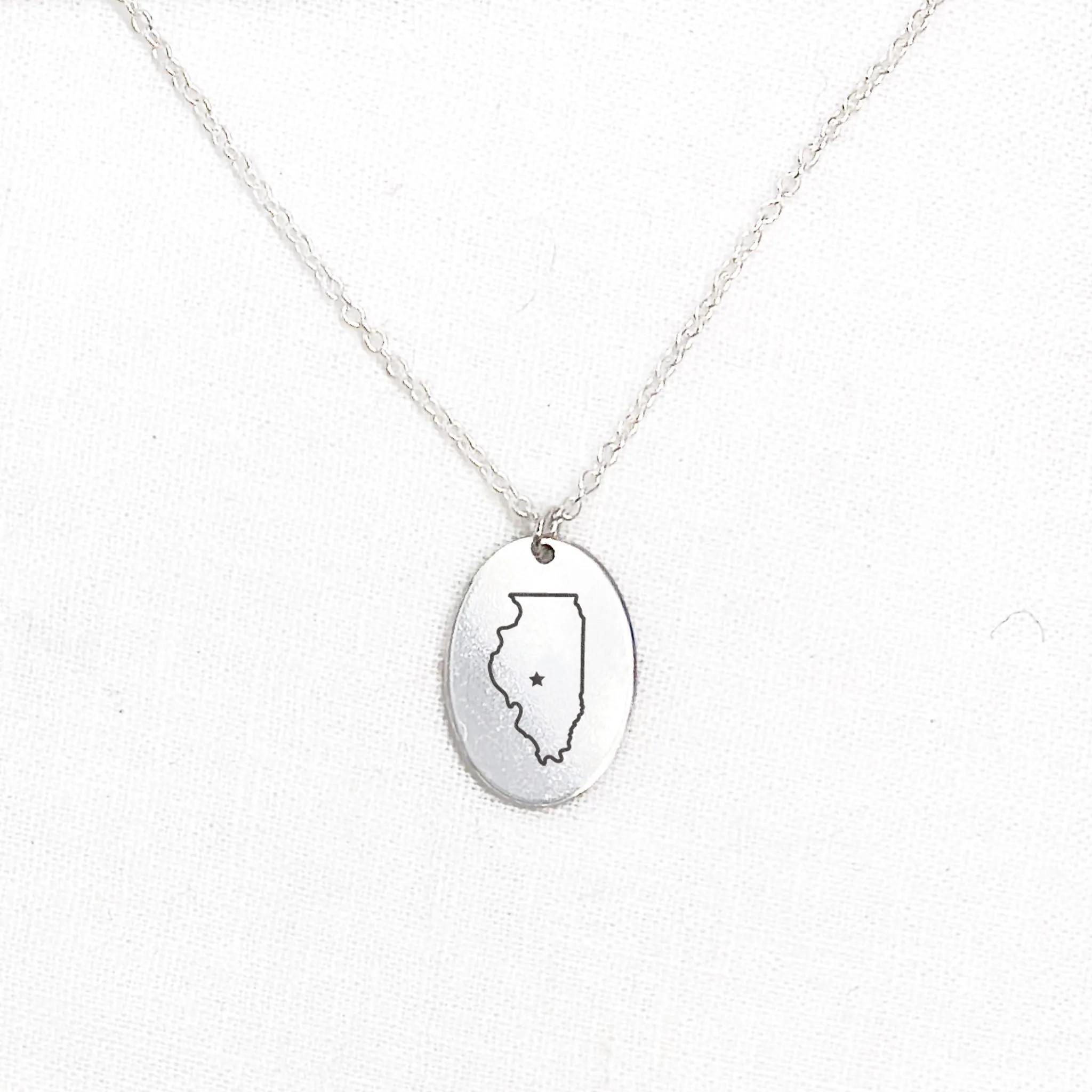 Sterling Silver Voyager Charm Necklace - State Outlines
