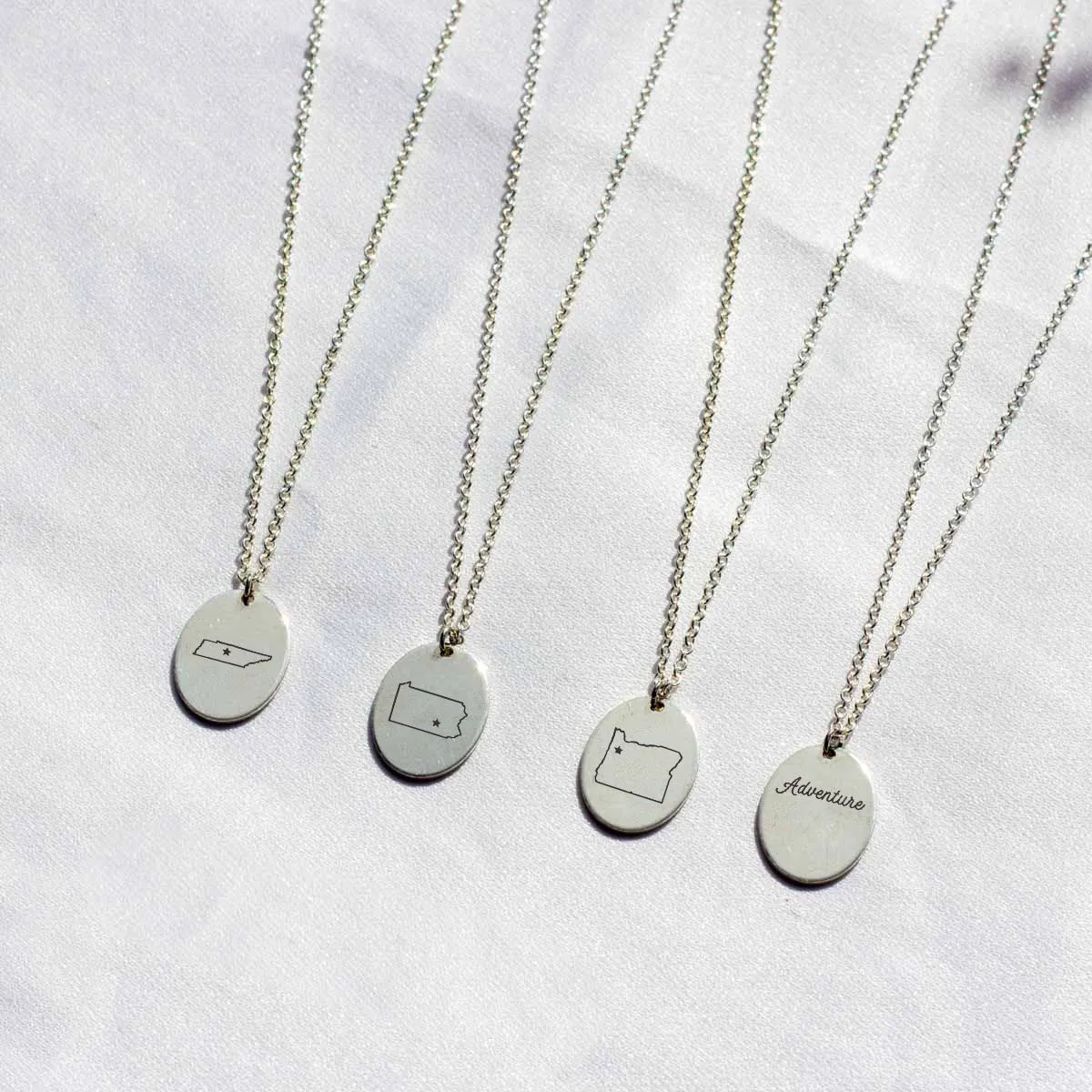 Sterling Silver Voyager Charm Necklace - State Outlines