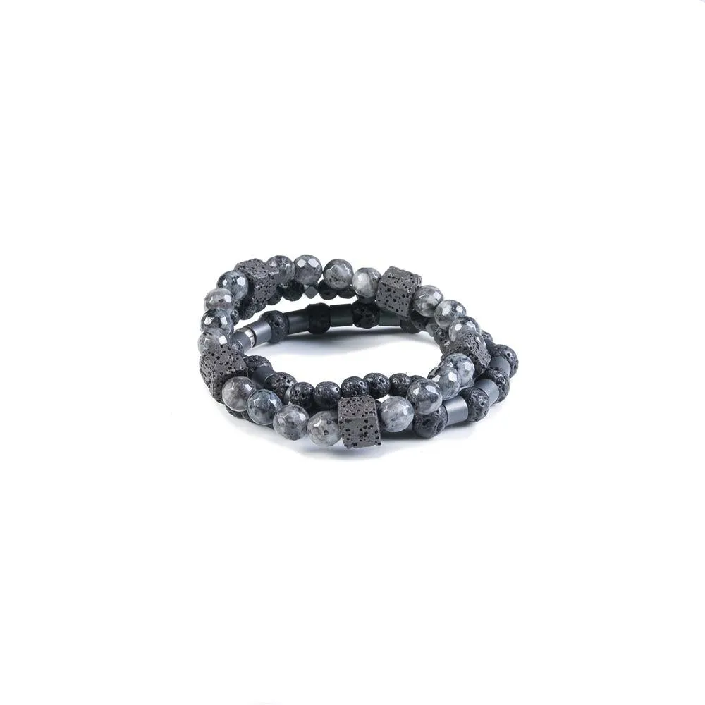 The Hot Lava Beaded Gray Bracelet Set