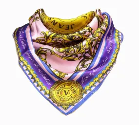 Versace Jeans Couture Baroque Print Lavender/Gold Pure Silk Scarf
