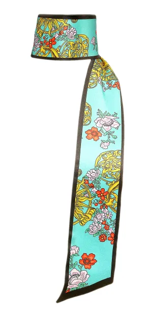Versace Jeans Couture Baroque Print Mint/Multi Pure Slim Silk Scarf