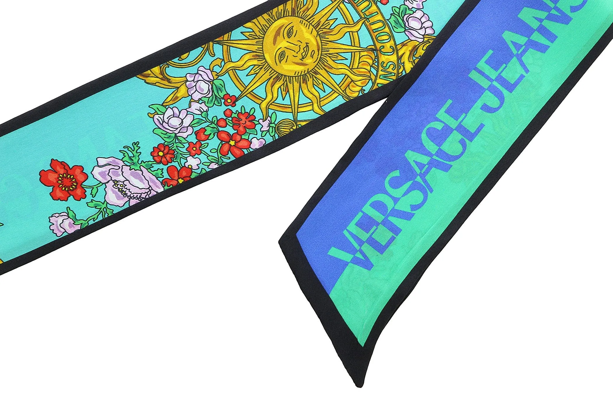 Versace Jeans Couture Baroque Print Mint/Multi Pure Slim Silk Scarf