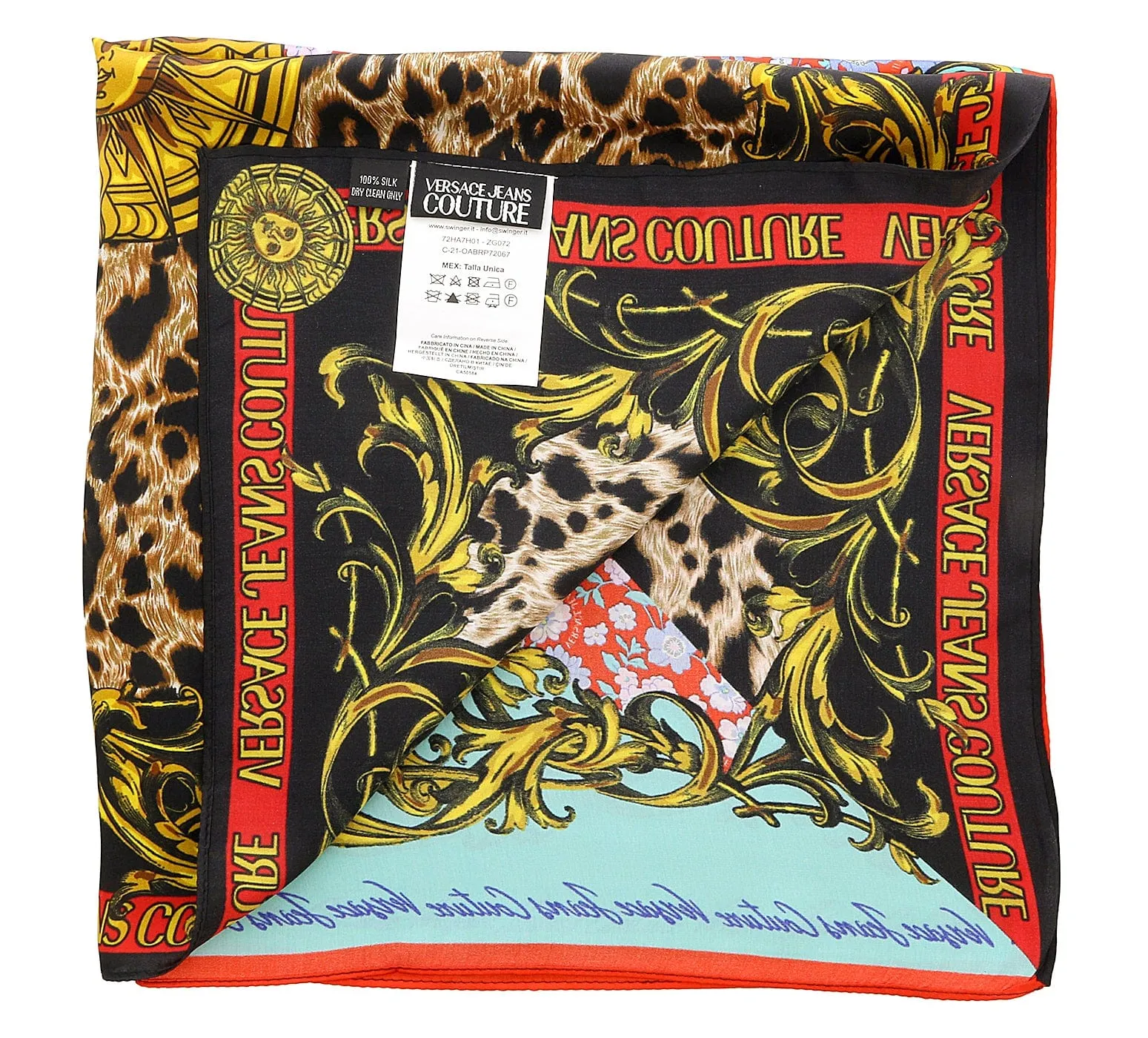 Versace Jeans Couture Baroque Print Multicolor Pure Silk Scarf