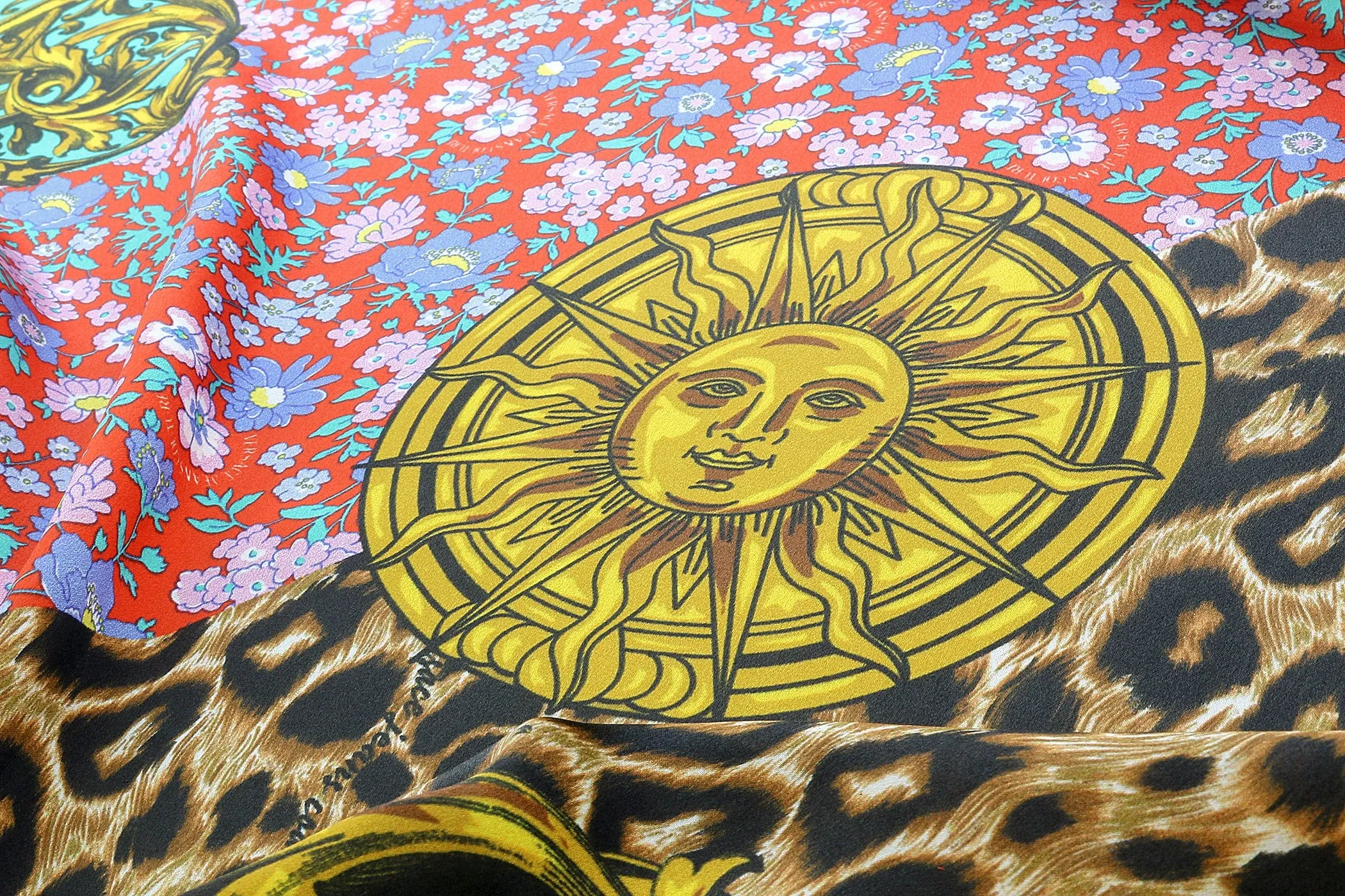 Versace Jeans Couture Baroque Print Multicolor Pure Silk Scarf