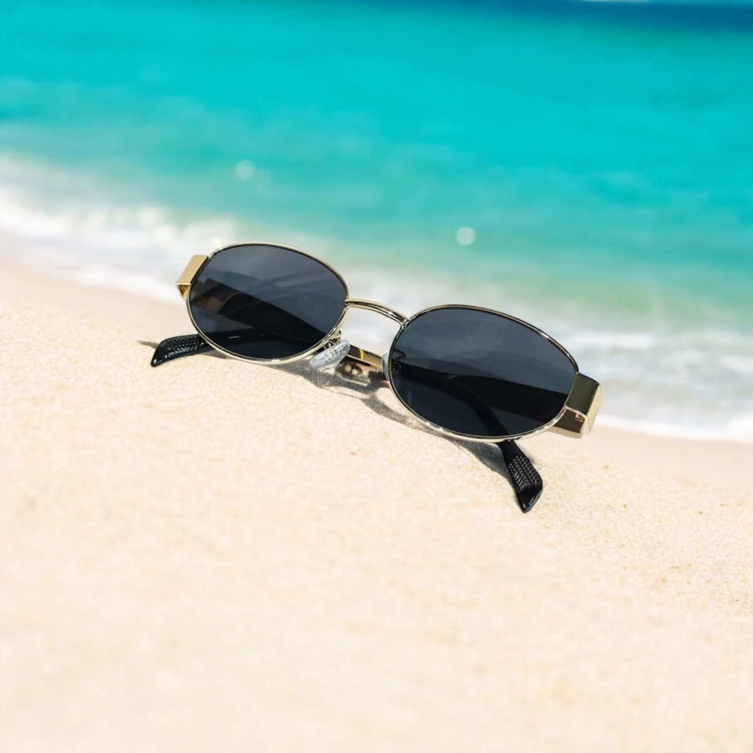 Vintage Oval Sunglasses Metal Frame